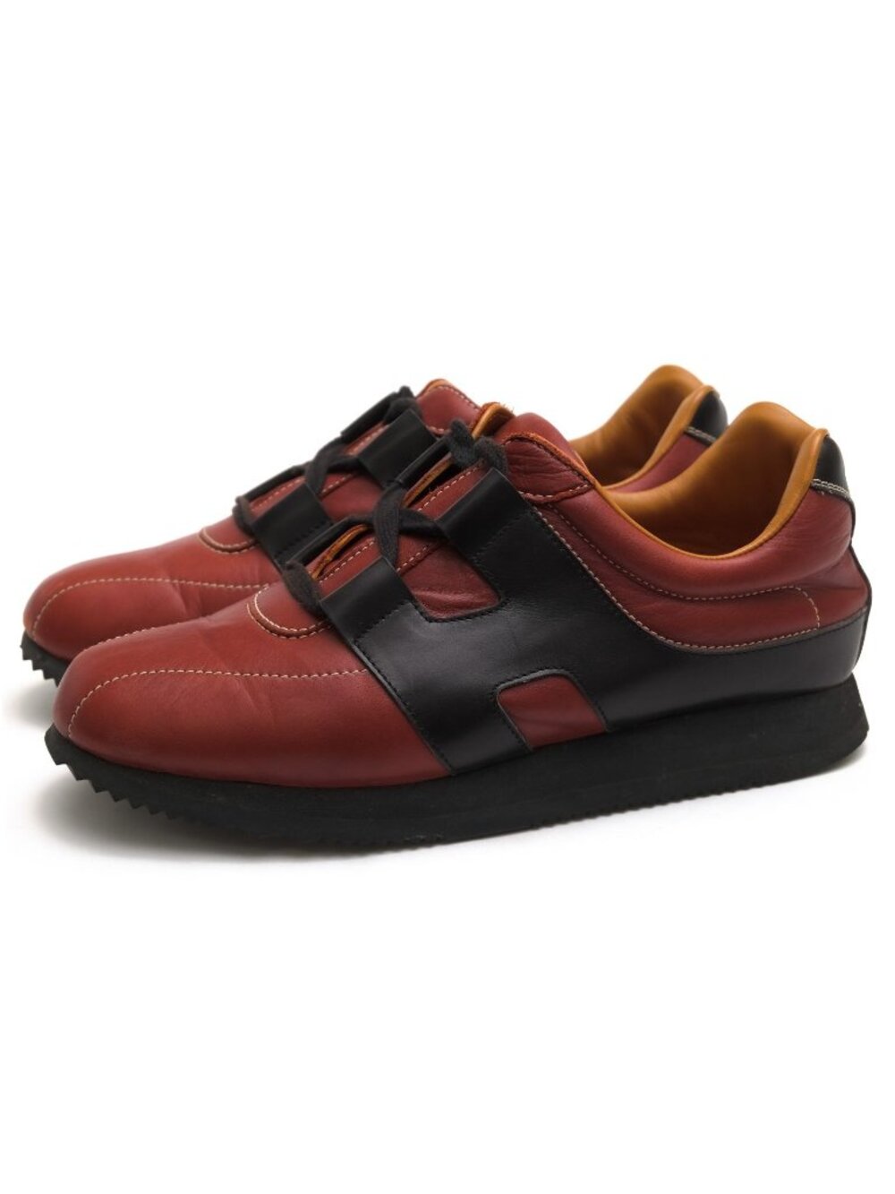 Hermes Sneakers Low-Cut Leather Red Brown